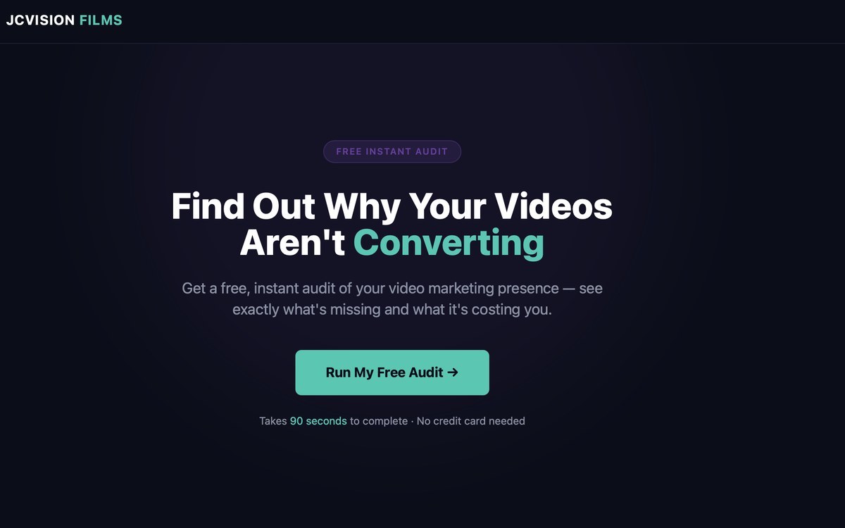 Free Video Presence Audit landing page